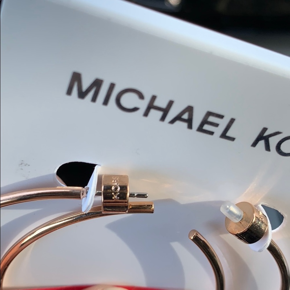 Michael Kors Rose Gold Hoops - Picture 3 of 5